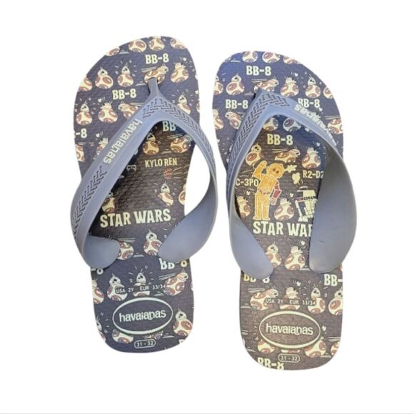 Havaianas Boy's Grey Star Wars Flip Flops Size 2Y - Picture 1 of 5